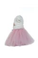 Unicorn Baskılı Kısa Kol Body Ve  Kabarık Tütü Etek Ikili Takım / Beyaz-Pembe