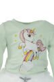 Unicorn Baskılı Uzun Kol Body Ve  Kabarık Tütü Etek Ikili Takım / Yeşil-Beyaz