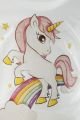 Unicorn Baskılı Uzun Kol Body Ve  Kabarık Tütü Etek Ikili Takım / Beyaz-Pembe