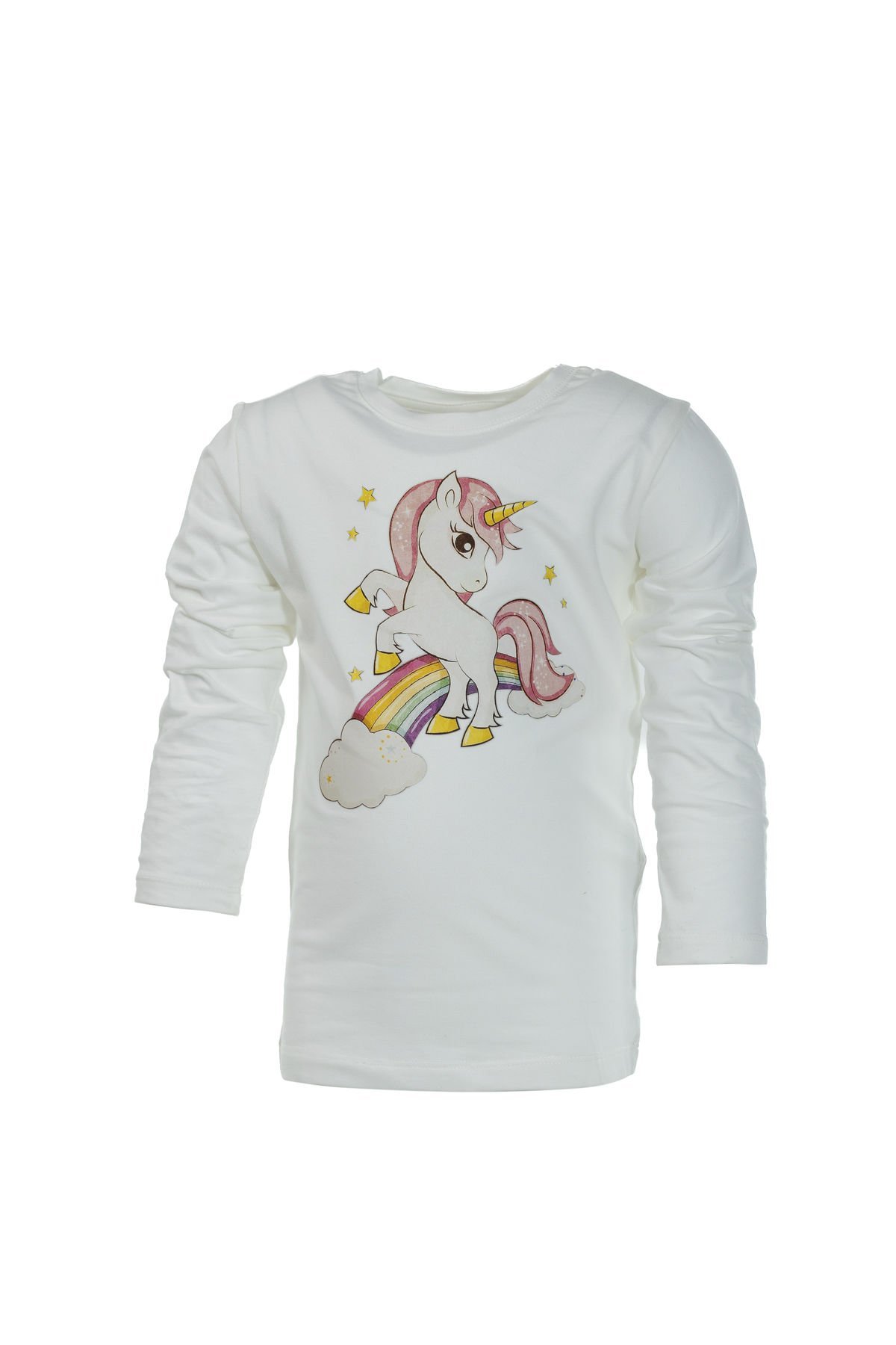 Unicorn Baskılı Uzun Kol Body / Beyaz