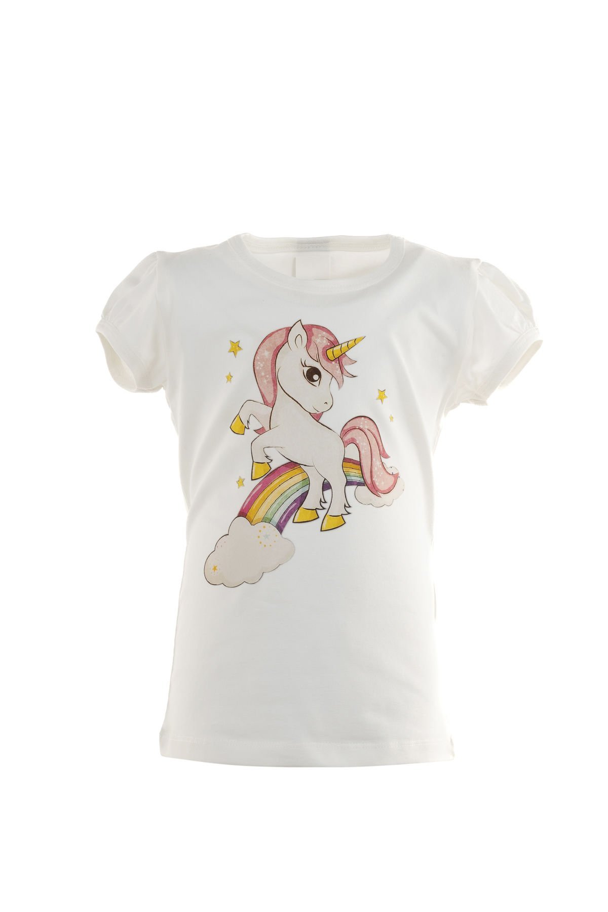 Unicorn Baskılı Kısa Kol Body / Beyaz