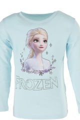 Elsa Frozen Baskılı Kız Çocuk Uzun Kol Body-Turkuaz Renk