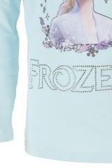 Elsa Frozen Baskılı Kız Çocuk Uzun Kol Body-Turkuaz Renk