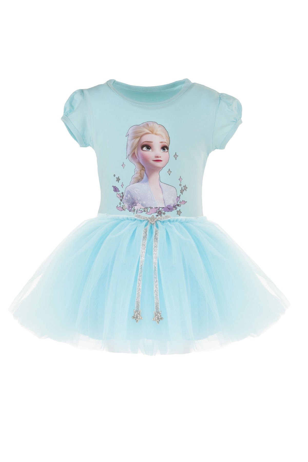 Elsa Frozen Baskılı Tişört ve Tütü Etek İkili Takım-Turkuaz Renk 5 yaş