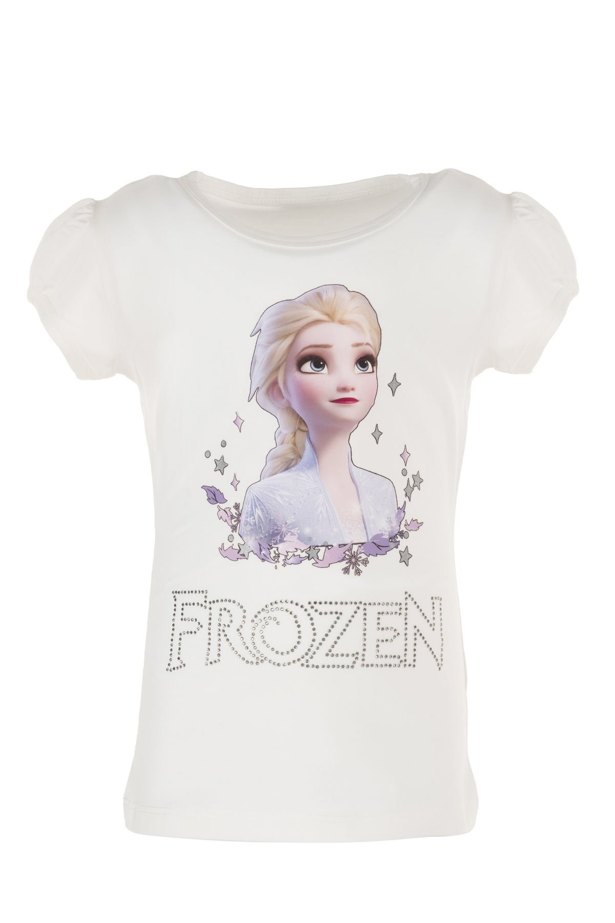 Elsa Frozen Baskılı Tişört-Krem Renk