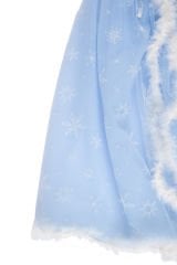 Tüy Detaylı Elsa Frozen Pelerin Taç Asa Seti-Mavi Renk / 3-10 Yaş