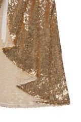 Tül Yakalı Parıltılı Pullu Pelerin-Gold Sarı / 3-10 Yaş
