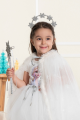 Kristal Malzemeli Elsa Frozen Kadife Taç ve Asa-Gümüş Gri /3-10 Yaş