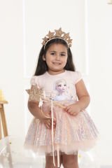 7 Yıldızlı Kurdela Detaylı Kristal Taç & Asa-Gümüş Gri  / 3-10 Yaş