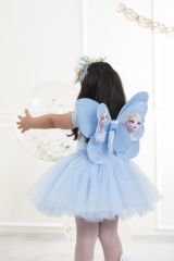 Elsa Frozen Baskılı Kelebek Kanat-Mavi Renk / Tüm Yaşlar
