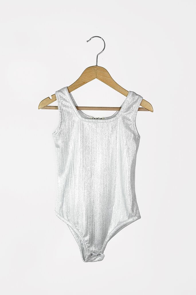 Parıltılı Askılı Çıtçıtlı Kız Body&Mayo / Beyaz
